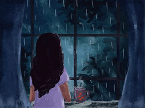 raining anime gif|anime girl in rain gif.